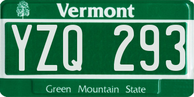 VT license plate YZQ293
