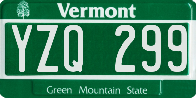 VT license plate YZQ299