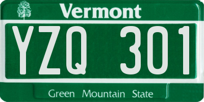VT license plate YZQ301