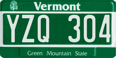 VT license plate YZQ304