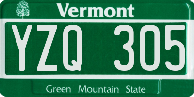 VT license plate YZQ305