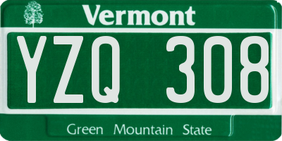 VT license plate YZQ308