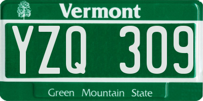 VT license plate YZQ309