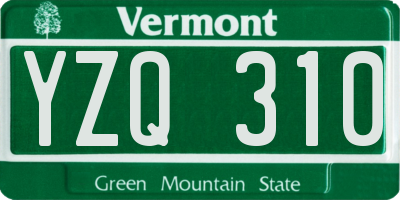 VT license plate YZQ310