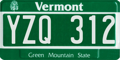 VT license plate YZQ312