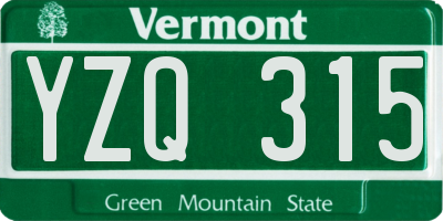 VT license plate YZQ315