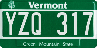 VT license plate YZQ317
