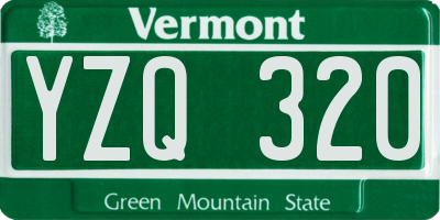 VT license plate YZQ320