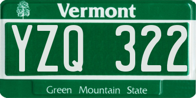 VT license plate YZQ322