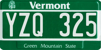 VT license plate YZQ325