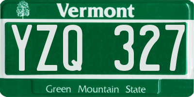 VT license plate YZQ327