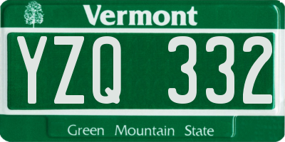 VT license plate YZQ332