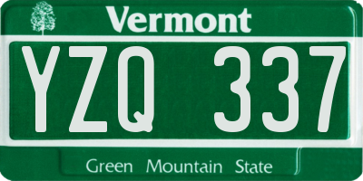 VT license plate YZQ337