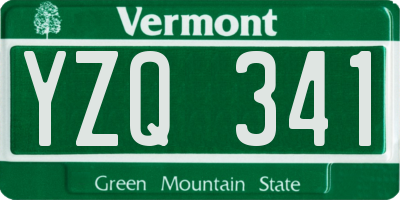 VT license plate YZQ341