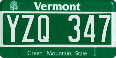 VT license plate YZQ347