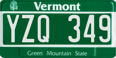 VT license plate YZQ349