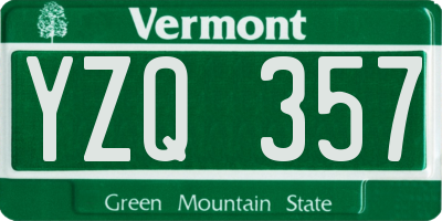 VT license plate YZQ357