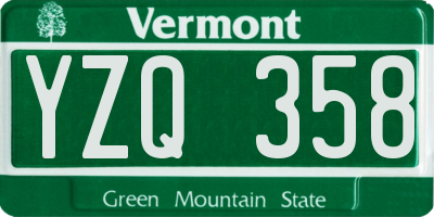 VT license plate YZQ358
