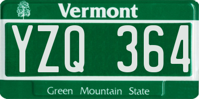 VT license plate YZQ364