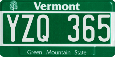 VT license plate YZQ365