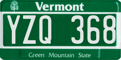 VT license plate YZQ368