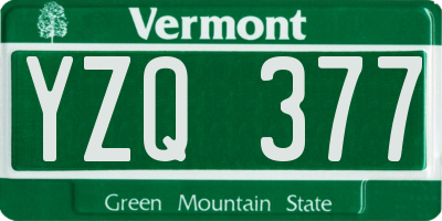 VT license plate YZQ377