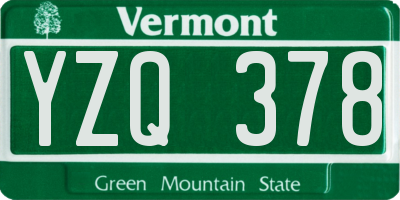 VT license plate YZQ378