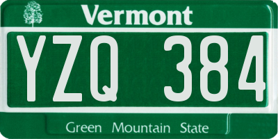 VT license plate YZQ384