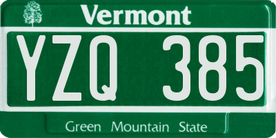 VT license plate YZQ385