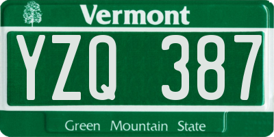 VT license plate YZQ387