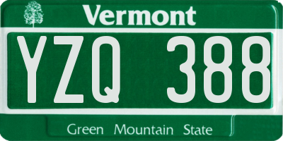 VT license plate YZQ388