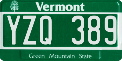 VT license plate YZQ389