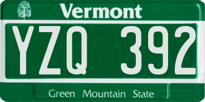 VT license plate YZQ392