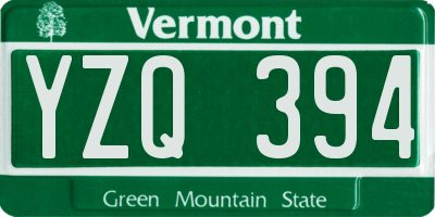 VT license plate YZQ394