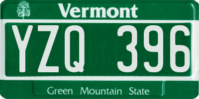 VT license plate YZQ396
