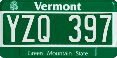 VT license plate YZQ397