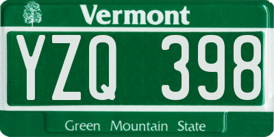 VT license plate YZQ398