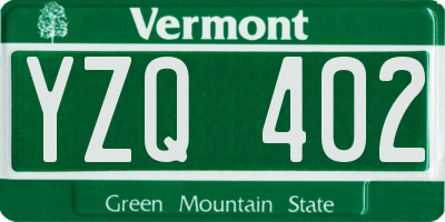 VT license plate YZQ402
