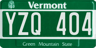 VT license plate YZQ404