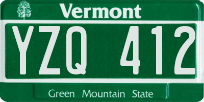 VT license plate YZQ412