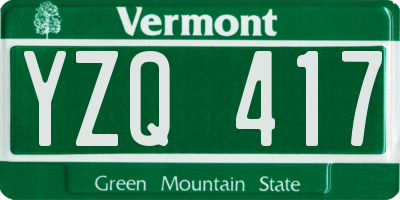 VT license plate YZQ417