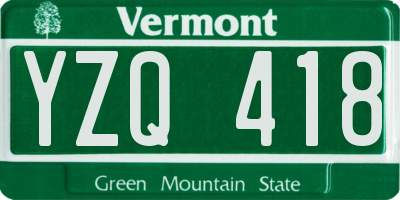 VT license plate YZQ418