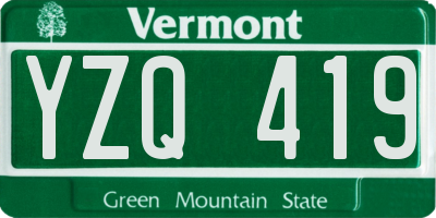 VT license plate YZQ419