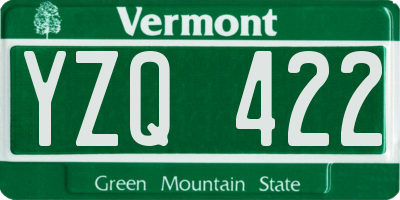 VT license plate YZQ422
