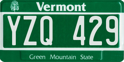 VT license plate YZQ429