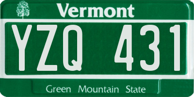 VT license plate YZQ431