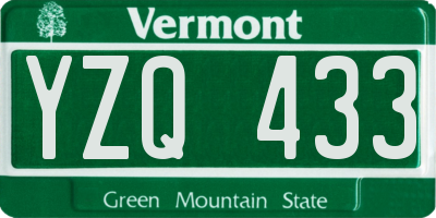 VT license plate YZQ433