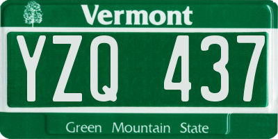 VT license plate YZQ437