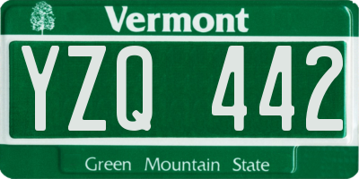 VT license plate YZQ442