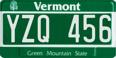 VT license plate YZQ456